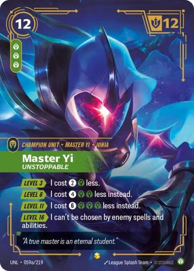 Master Yi - Unstoppable (Alternate Art) - Unleashed Riftbound spoiler