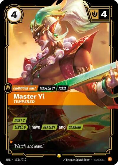 Master Yi - Tempered (Alternate Art) - Unleashed Riftbound spoiler
