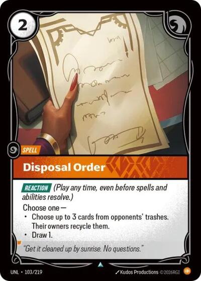 Disposal Order - Unleashed Riftbound spoiler