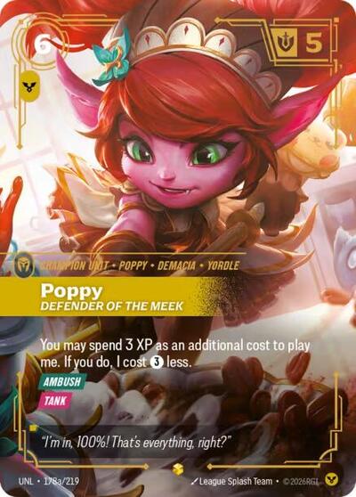 Poppy - Defender of the Meek (Alternate Art) - Unleashed Riftbound spoiler