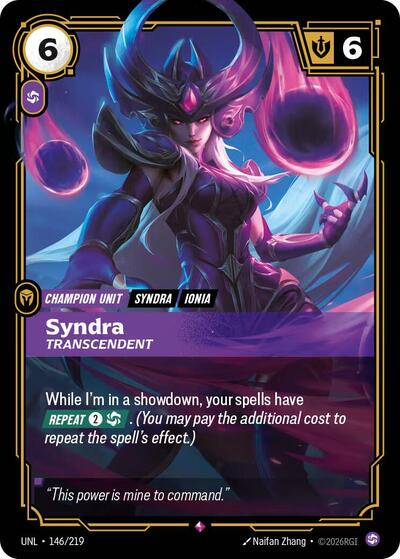 Syndra - Transcendent - Unleashed Riftbound spoiler