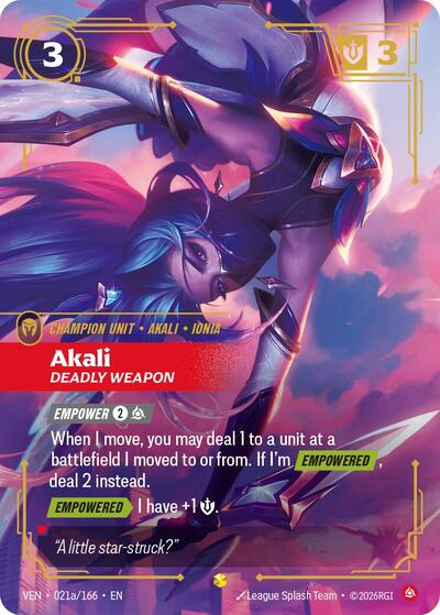 Akali, Deadly Weapon (Alternate Art) - Vendetta Riftbound spoiler