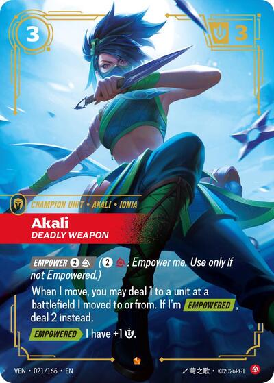 Akali, Deadly Weapon - Vendetta Riftbound spoiler