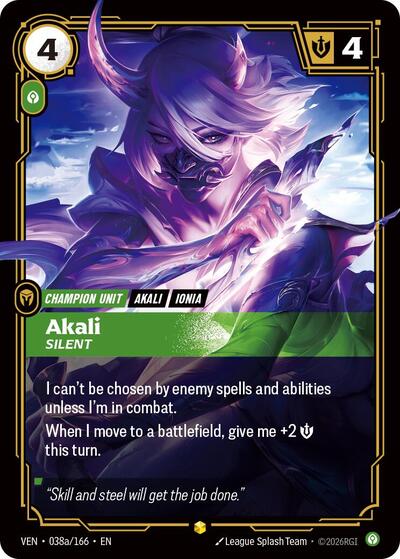 Akali, Silent (Alternate Art) - Vendetta Riftbound spoiler