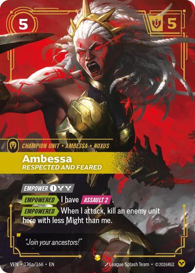 Ambessa, Respected and Feared (Alternate Art) - Vendetta Riftbound spoiler