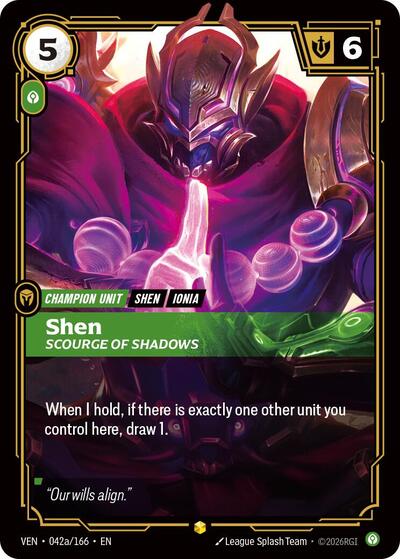Shen, Scourge of Shadows (Alternate Art) - Vendetta Riftbound spoiler
