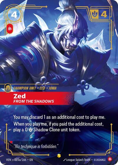 Zed, From the Shadows (Alternate Art) - Vendetta Riftbound spoiler
