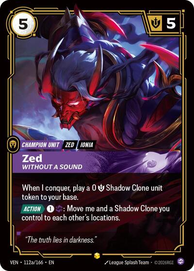 Zed, Without a Sound (Alternate Art) - Vendetta Riftbound spoiler