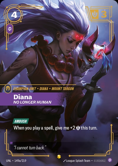 Diana, No Longer Human (Overnumbered) - Vendetta Riftbound spoiler