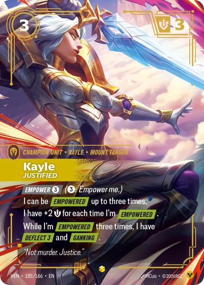 Kayle, Justified (Overnumbered) - Vendetta Riftbound spoiler