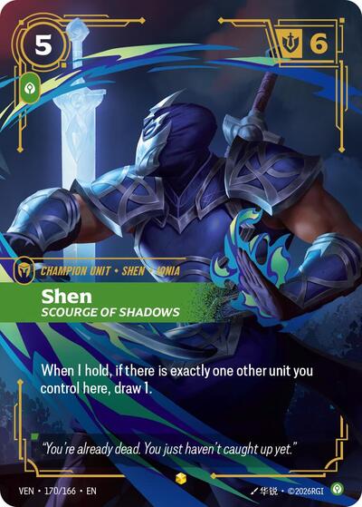 Shen, Scourge of Shadows (Overnumbered) - Vendetta Riftbound spoiler