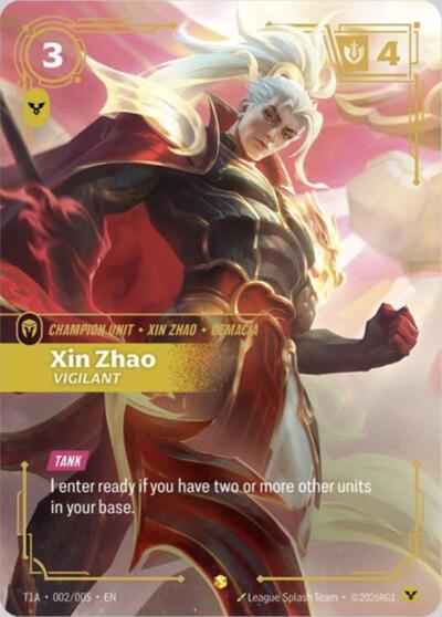 Xin Zhao, Vigilant (T1 Worlds Champion Player Bundle) - T1 2025 Worlds Champion Bundles Riftbound spoiler