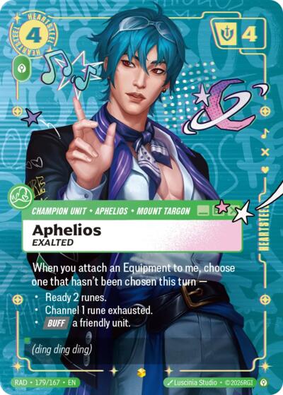 Aphelios, Exalted (Showcase) - Radiance Riftbound spoiler