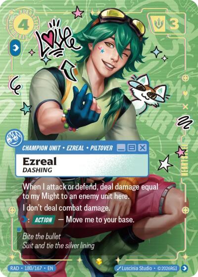 Ezreal, Dashing (Showcase) - Radiance Riftbound spoiler