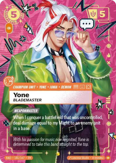 Yone, Blademaster (Showcase) - Radiance Riftbound spoiler