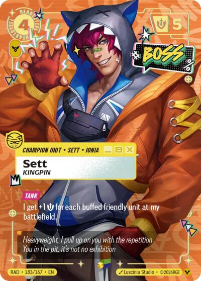Sett, Kingpin (Showcase) - Radiance Riftbound spoiler