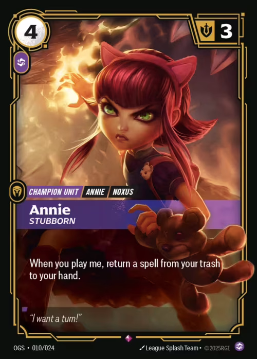 Annie, Stubborn - Proving Grounds Riftbound spoiler