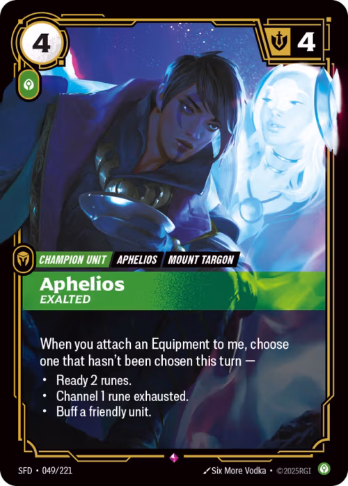 Aphelios, Exalted - Spiritforged Riftbound spoiler