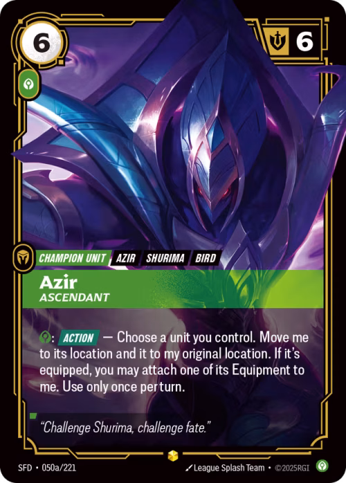 Azir, Ascendant - Spiritforged Riftbound spoiler