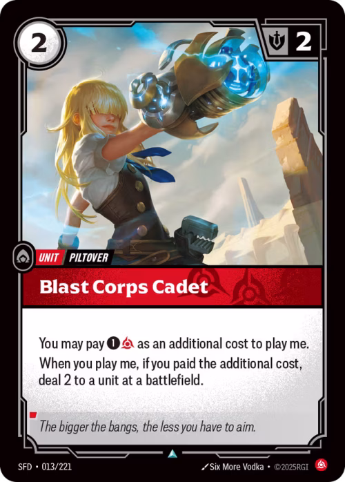 Blast Corps Cadet - Spiritforged Riftbound spoiler