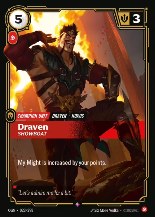 Draven, Showboat - Origins Riftbound spoiler