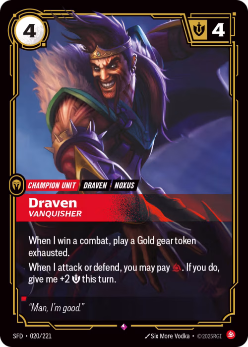 Draven, Vanquisher a - Spiritforged Riftbound spoiler