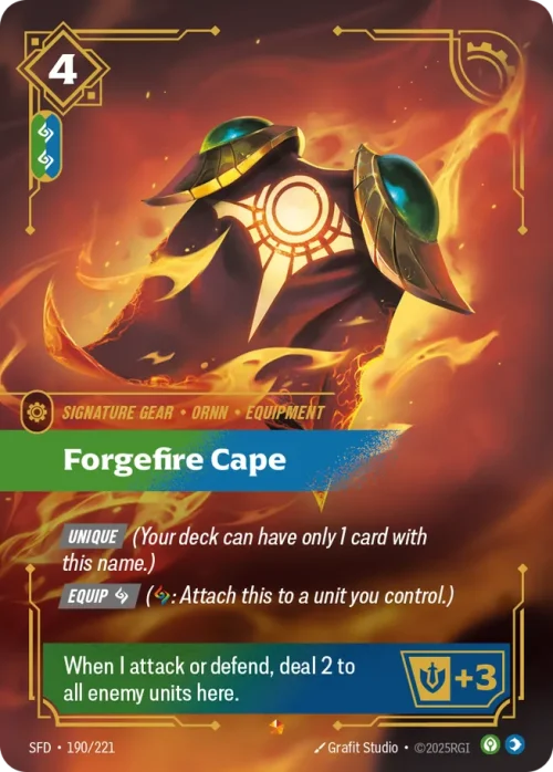 Forgefire Cape - Spiritforged Riftbound spoiler