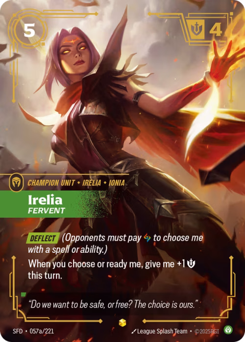 Irelia, Fervent 2 - Spiritforged Riftbound spoiler