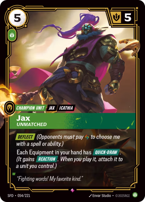 Jax, Unmatched 2 - Spiritforged Riftbound spoiler