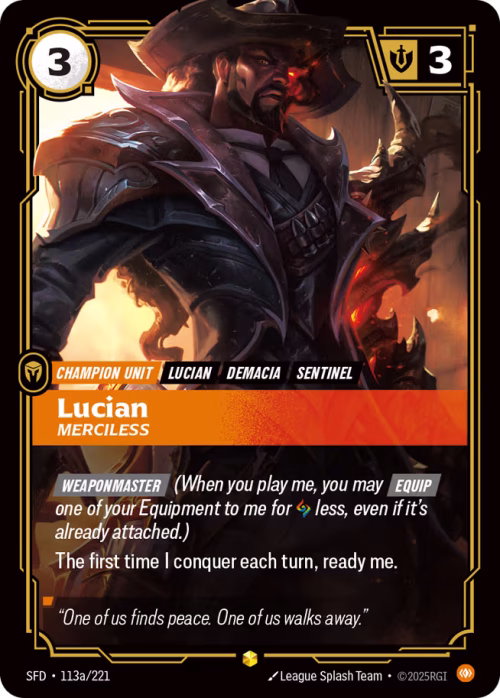 Lucian, Merciless - Spiritforged Riftbound spoiler