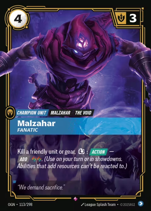 Malzahar, Fanatic - Origins Riftbound spoiler