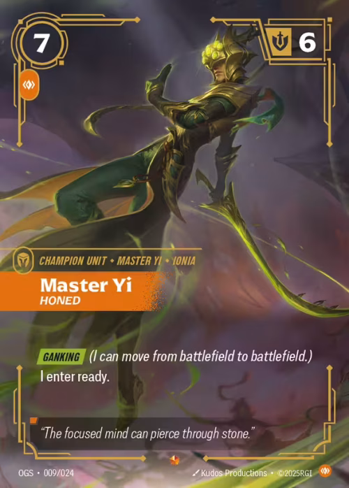 Master Yi, Honed - Proving Grounds Riftbound spoiler