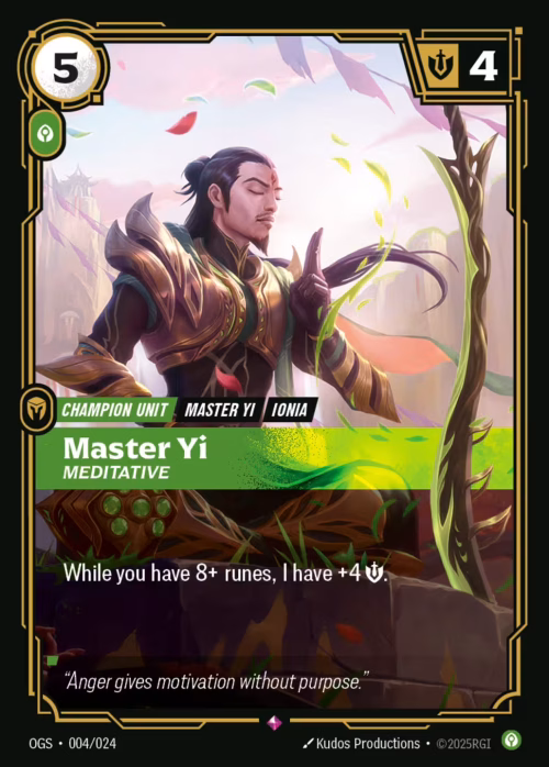 Master Yi, Meditative - Proving Grounds Riftbound spoiler