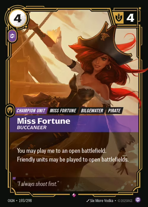 Miss Fortune, Buccaneer - Origins Riftbound spoiler