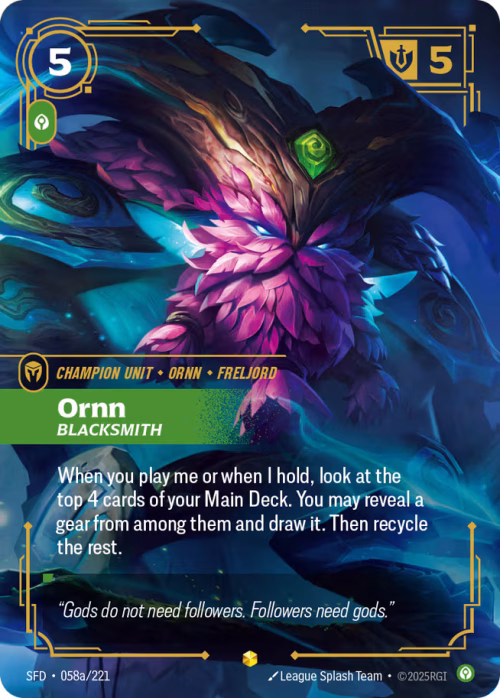 Ornn, Blacksmith 2 - Spiritforged Riftbound spoiler