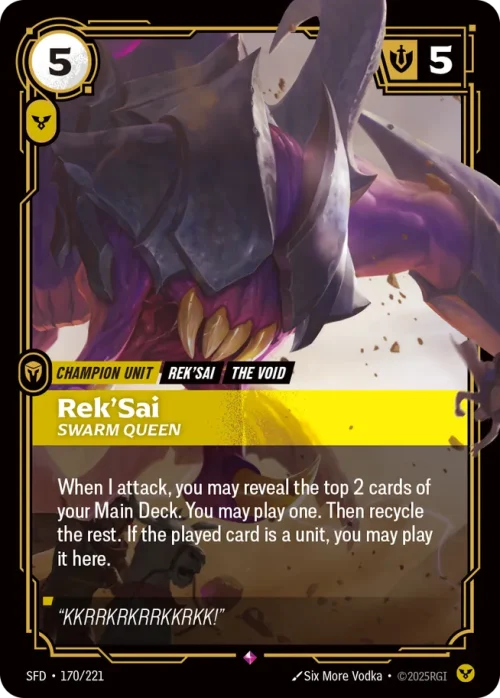 Rek'Sai, Swarm Queen 2 - Spiritforged Riftbound spoiler