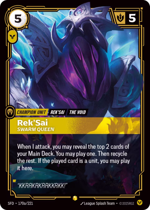 Rek'Sai, Swarm Queen - Spiritforged Riftbound spoiler