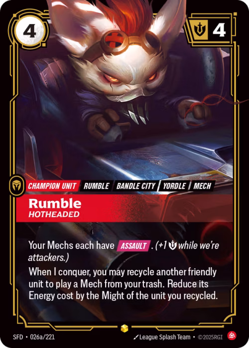 Rumble, Hotheaded - Spiritforged Riftbound spoiler
