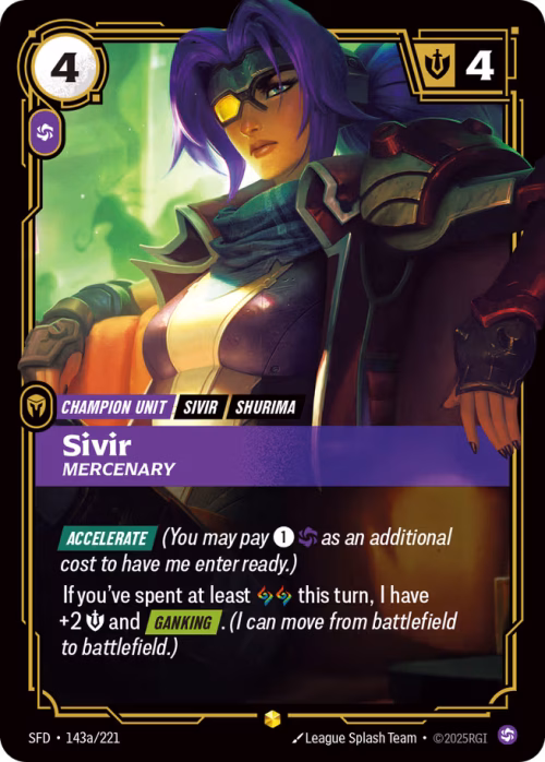 Sivir, Mercenary - Spiritforged Riftbound spoiler