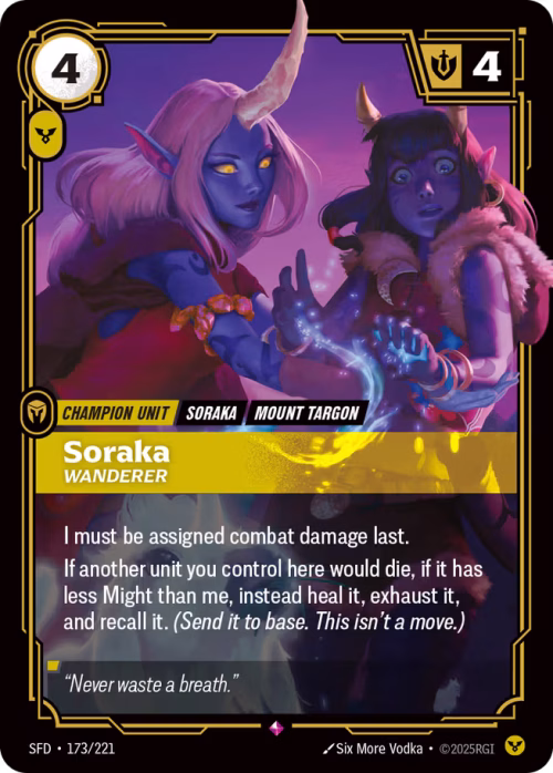 Soraka, Wanderer - Spiritforged Riftbound spoiler