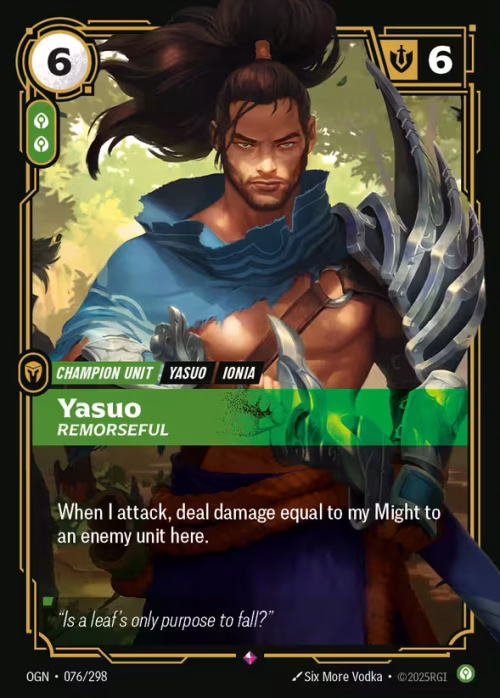 Yasuo, Remorseful - Origins Riftbound spoiler